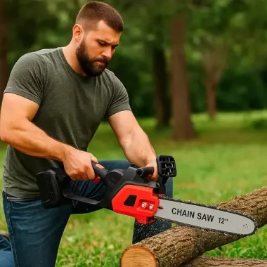 Аккумуляторная пила 12 дюймов 48V 6Ah/2500 Вт/2 аккумулятора RED Аккумуляторная пила 12 дюймов 48V 6Ah/2500 Вт/2 аккумулятора RED