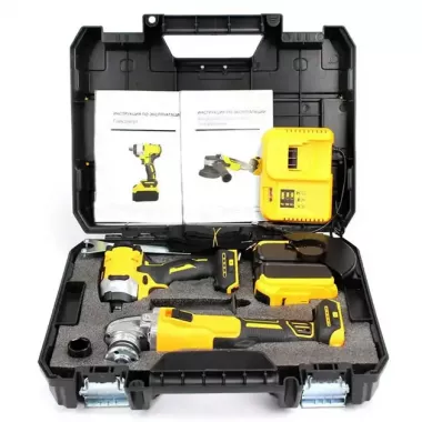 Аккумуляторный набор инструментов в кейсе 2 в 1 Болгарка и Гайковерт