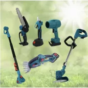 Аккумуляторный универсальный садовый набор 6 в 1 / Секатор / Мини-пила / Триммер / Воздуходувка / Удлинитель / Кусторез
