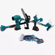 Аккумуляторный универсальный садовый набор 6 в 1 / Секатор / Мини-пила / Триммер / Воздуходувка / Удлинитель / Кусторез