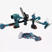 Аккумуляторный универсальный садовый набор 6 в 1 / Секатор / Мини-пила / Триммер / Воздуходувка / Удлинитель / Кусторез