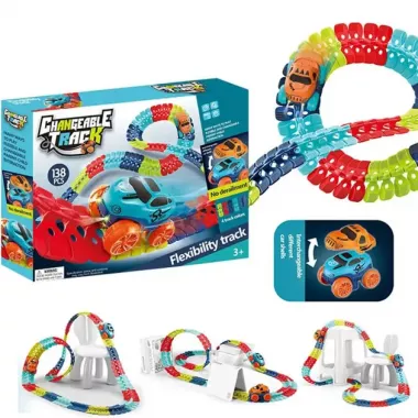 Автомобильная гоночная трасса с машинкой гибкий гоночный трек с машинками Cheangeble Track 138 pcs Автомобильная гоночная трасса с машинкой гибкий гоночный трек с машинками Cheangeble Track 138 pcs