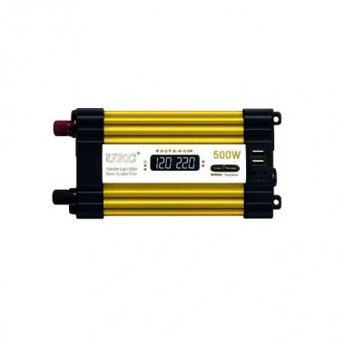 Автомобільний інвертор Жовтий / Перетворювач напруги з 12-220V, 500Вт, 2хUSB