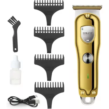 Беспроводная машинка для стрижки волос Sokany SK-LF-16003 4 насадки золотистый