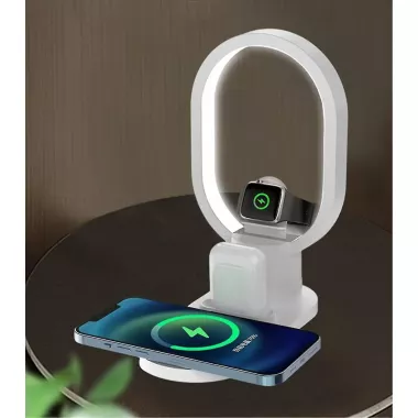 Бездротова зарядна станція - LED нічник 4in1 15Вт Бездротова зарядна станція - LED нічник 4in1 15Вт