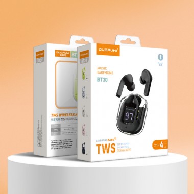 Беспроводные наушники Duopuni BT30 TWS Wireless Headset, Bluetooth 5.3, 250 mAh Black Беспроводные наушники Duopuni BT30 TWS Wireless Headset, Bluetooth 5.3, 250 mAh Black
