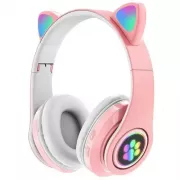 Беспроводные наушники с кошачьими ушками (розовый)