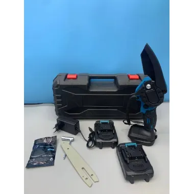 Аккумуляторная цепная мини-пила6 inch Electric SAW BLUE кейсом / 2 аккумулятора 4А/ч 8644