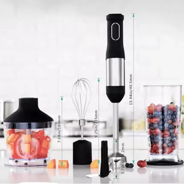 Блендер ручной 5 в 1 на 1500 Вт с измельчителем и насадками миксер и вспенитель молока 20 скоростей Zepline Блендер ручной 5 в 1 на 1500 Вт с измельчителем и насадками миксер и вспенитель молока 20 скоростей Zepline