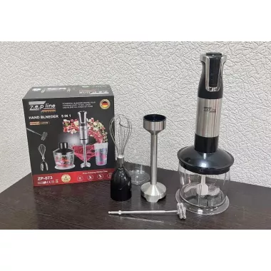Блендер ручной 5 в 1 на 1500 Вт с измельчителем и насадками миксер и вспенитель молока 20 скоростей Zepline Блендер ручной 5 в 1 на 1500 Вт с измельчителем и насадками миксер и вспенитель молока 20 скоростей Zepline
