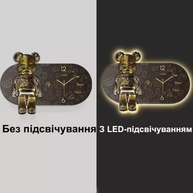 Часы настенные овальные Мишка с LED подсветкой (NCH-40-60)