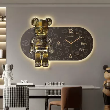 Часы настенные овальные Мишка с LED подсветкой (NCH-40-60)