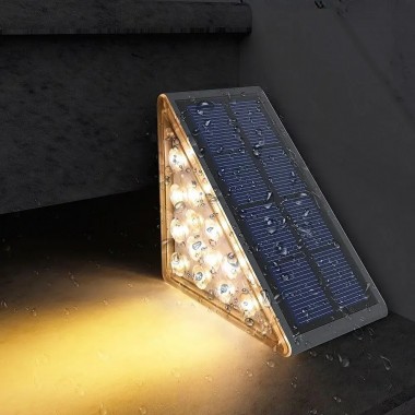 Вуличний світильник для сходів на сонячній батареї 13 LED / Кутовий світильник на сходи теплий білий / Сонячні декоративні світильники комплект з 6 штук Вуличний світильник для сходів на сонячній батареї 13 LED / Кутовий світильник на сходи теплий білий / Сонячні декоративні світильники комплект з 6 штук