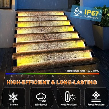 Вуличний світильник для сходів на сонячній батареї 13 LED / Кутовий світильник на сходи теплий білий / Сонячні декоративні світильники комплект з 6 штук Вуличний світильник для сходів на сонячній батареї 13 LED / Кутовий світильник на сходи теплий білий / Сонячні декоративні світильники комплект з 6 штук