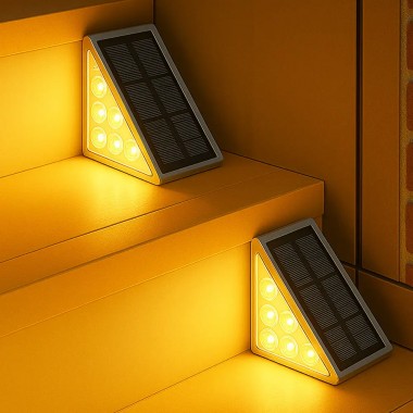 Вуличний світильник для сходів на сонячній батареї 13 LED / Кутовий світильник на сходи теплий білий / Сонячні декоративні світильники комплект з 6 штук Вуличний світильник для сходів на сонячній батареї 13 LED / Кутовий світильник на сходи теплий білий / Сонячні декоративні світильники комплект з 6 штук