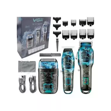 Профессиональный набор 3в1 VGR V-645 триммер, машинка для стрижки волос и электробритва