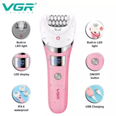 Многофункциональный аккумуляторный эпилятор с подсветкой VGR V-759 5в1 женская электробритва