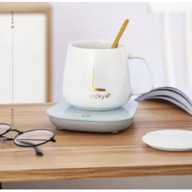 Белая Чашка на підставці з підігрівом Stenson YG01317 L 400мл