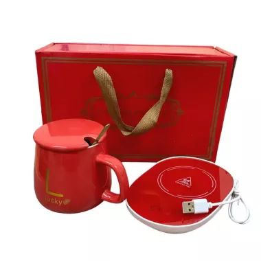 Белая Чашка на підставці з підігрівом Stenson YG01317 L 400мл