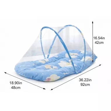 Детская переносная складная кроватка с москитной сеткой / Бескаркасная детская кроватка Голубая Детская переносная складная кроватка с москитной сеткой / Бескаркасная детская кроватка Голубая