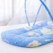 Детская переносная складная кроватка с москитной сеткой / Бескаркасная детская кроватка Голубая