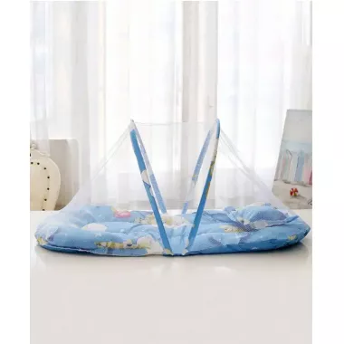 Детская переносная складная кроватка с москитной сеткой / Бескаркасная детская кроватка Голубая Детская переносная складная кроватка с москитной сеткой / Бескаркасная детская кроватка Голубая