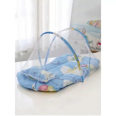 Детская переносная складная кроватка с москитной сеткой / Бескаркасная детская кроватка Голубая Детская переносная складная кроватка с москитной сеткой / Бескаркасная детская кроватка Голубая