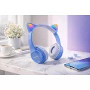 Беспроводные наушники с кошачьими ушками и лед подсветкой Cat Ear Y47 Led, Bluetooth наушники с микрофоном Синий