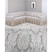 Угловой жаккардовый чехол на диван, универсальный натяжной чехол, накидка на диван Серый