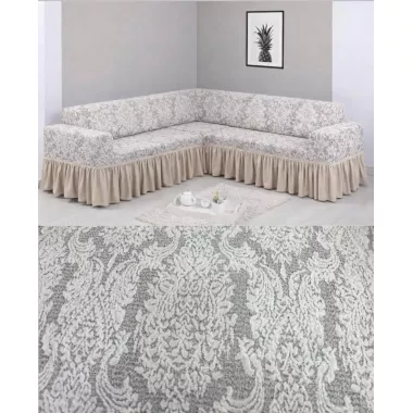 Угловой жаккардовый чехол на диван, универсальный натяжной чехол, накидка на диван Серый Угловой жаккардовый чехол на диван, универсальный натяжной чехол, накидка на диван Серый