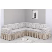 Угловой жаккардовый чехол на диван, универсальный натяжной чехол, накидка на диван Серый