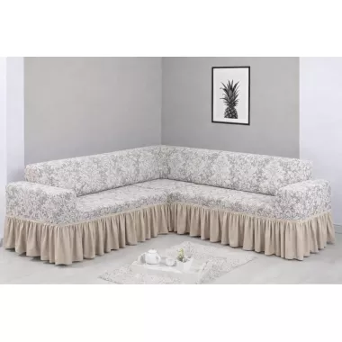 Угловой жаккардовый чехол на диван, универсальный натяжной чехол, накидка на диван Серый Угловой жаккардовый чехол на диван, универсальный натяжной чехол, накидка на диван Серый