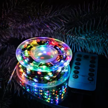 Гирлянда на катушке Роса 50 м,500 LED с пультом Мультик