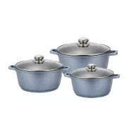 Кухонный набор кастрюль с крышками Benson BN-299 из литого алюминия и мраморным антипригарным покрытием объемом 1.5/2.2/3.2 л.
