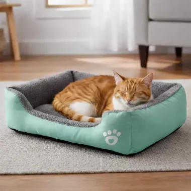 Лежанка - пуфик для кошек и собак мятный  S(40*25)