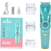 Бесшумная машинка для стрижки детей и младенцев VGR Baby V-151, Беспроводной триммер 3 насадки с вытяжкой