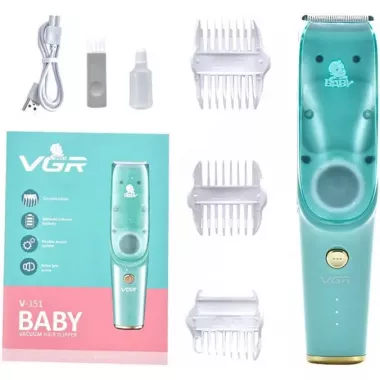 Бесшумная машинка для стрижки детей и младенцев VGR Baby V-151, Беспроводной триммер 3 насадки с вытяжкой