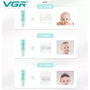 Бесшумная машинка для стрижки детей и младенцев VGR Baby V-151, Беспроводной триммер 3 насадки с вытяжкой