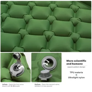 Матрац килимок надувний NMN-207 туристичний з подушкою з чохлом 190 х 120 х 5 см Зелений