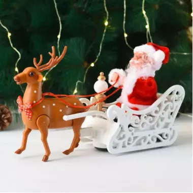 Музична іграшка Санта Клаус із оленем на санях