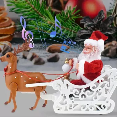 Музична іграшка Санта Клаус із оленем на санях