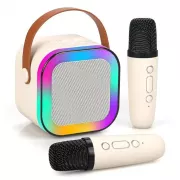 Мини-детское караоке K12 с 2 беспроводным микрофоном, портативная колонка с LED подсветкой