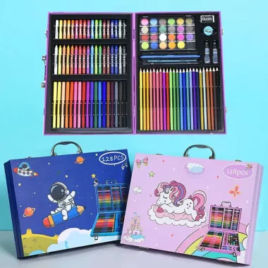 Набор для рисования в кейсе 128 предметов Розовый