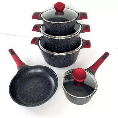 Набор кастрюль BN-338 9 предметов, ковшик 1,4 л; 2,4л; 4л; 6,3л; сковорода 24см Набор кастрюль BN-338 9 предметов, ковшик 1,4 л; 2,4л; 4л; 6,3л; сковорода 24см