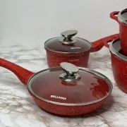 Набор посуды с гранитным антипригарным покрытием BellMax BM-305 из 10 предметов красный
