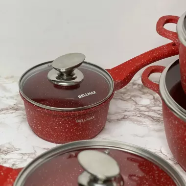Набор посуды с гранитным антипригарным покрытием BellMax BM-305 из 10 предметов красный Набор посуды с гранитным антипригарным покрытием BellMax BM-305 из 10 предметов красный