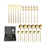 Набор столовых приборов Kitchen Ware 24 шт из нержавеющей стали на 6 персон Gold