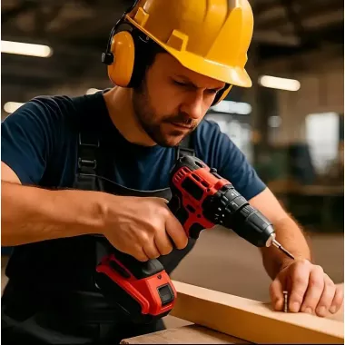 Аккумуляторный шуруповерт с набором инструментов и 2 акб li-ion 1.3ah, 24ВТ red