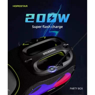 Беспроводная Bluetooth колонка HOPESTAR PARTYBOX, 120 ВТ с двумя микрофонами