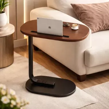 Прикроватный столик с деревянной столешницей и подставкой под планшет 28×45×60 см